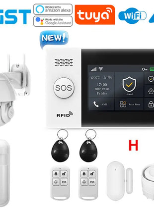 PGST PG-107 4G Tuya Wireless WIFI GSM Sistema di allarme domestico con telecamere di sicurezza Rilevatore di movimento Sensore antifurto Alexa e Google