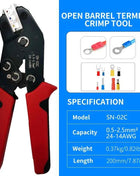 SN-02C Strumento di crimpatura manuale 0.5-2.5 mm² Pinza a cricchetto regolabile 280 pezzi Kit di assortimento