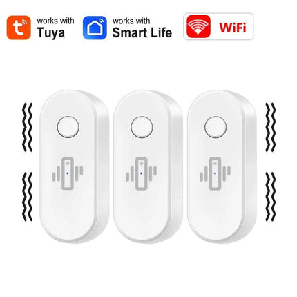 Tuya WiFi Vibration Sensor White Black Door Window Glass Broken Detector Home Security Anti-theft Smart Life APP Real-Time Alert