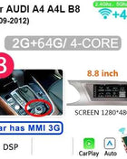 8GB 256GB Carplay 8.8'' Android 14 Auto Car Radio Multimedia player For Audi A4 B8 2009-2016 2 din autoradio Stereo 4G LTE