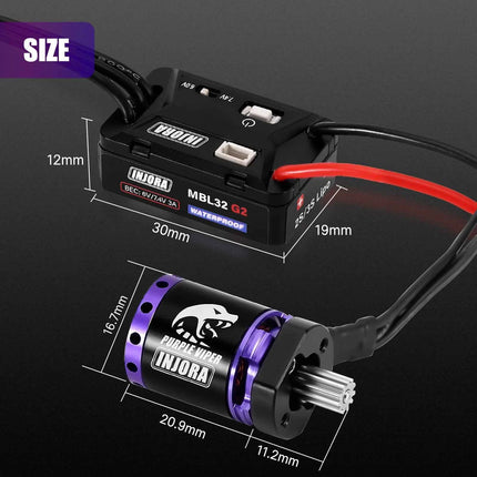 INJORA MBL32 G2 Waterproof Brushless ESC & 1721 Purple Viper Outrunner Motor for 1/18 TRX4M Ascent-18