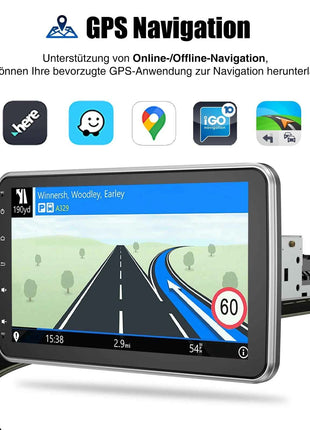 Universal Autoradio MOPECT Android 15 10.1" 360° Touchscreen 1 DIN Wireless CarPlay Android Auto GPS Navi RDS WiFi Mikrofon FM