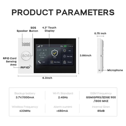 PGST Wireless Home Security Alarm System Tuya GSM 4G WIFI Smart Home 433MHz Smart Life App Control With Alexa