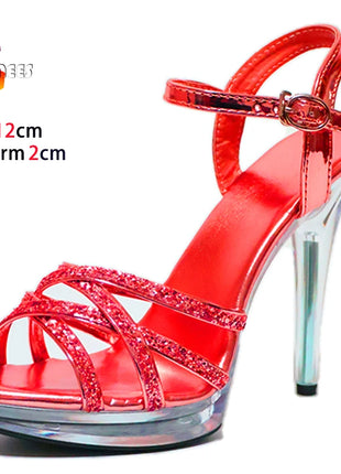 Women's Silver Stiletto Sandals 12cm - Elegant High Heel for Brides and Special Occasions