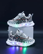 New Spring Cartoon Dinosaur Sport Shoes for Kids Lightweight LED Children's Shoes Soft Sole Casual Sneakers for Boys 2-6 Years Old