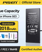 PISEN Phone Battery For iPhone 11 12 13 14 15 Mini Pro Max Plus SE2 SE3 Matches Original Capacity 0 Cycles Battery Replacement