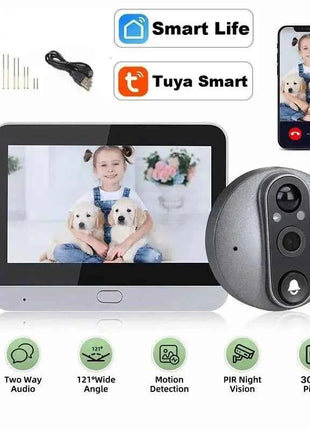 Yuezhe Tuya 3MP Spioncino Smart wifi campanello con fotocamera 4.3 pollici 1080P Eye 5000mAh PIR Allarme di movimento Alexa Bell per la casa