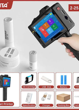 WILLITA S10 25.4mm Portable Handheld Inkjet Printer Print Gun Expire Date Serial Number Logo Coding Machine Business Printer