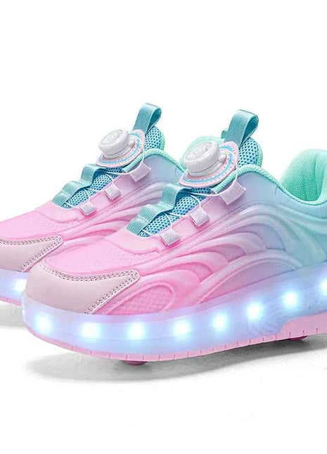 Scarpe da skate a rotelle con luce a led per bambini a due ruote per bambini Ragazzi Ragazze Sport luminosi Sneakers luminose Skateboard Ricarica USB
