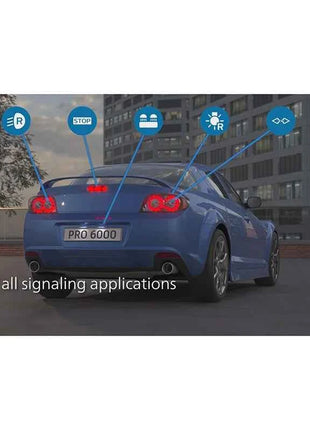 Philips LED W21W T20 7440 Ultinon Pro6000 Red Color Light Auto Rear Brake Stop Lamps No Flash Error Free 11065RU60X2, Pair