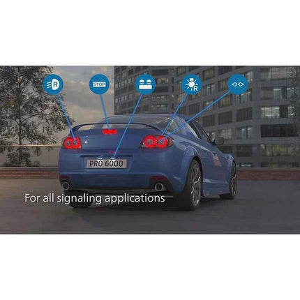 Philips LED W21W T20 7440 Ultinon Pro6000 Red Color Light Auto Rear Brake Stop Lamps No Flash Error Free 11065RU60X2, Pair