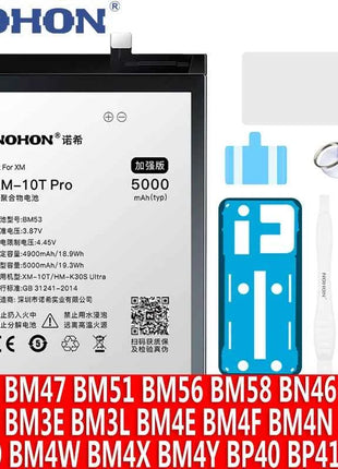 NOHON BM53 BM3L BM4E BM47 Battery For Xiaomi Mi 10T Pro Lite 9T 11T 8 9 10 10S 11 12 12X Max3 Mix 4 2 2S POCO F1 F2 Pro F3 M3 A3