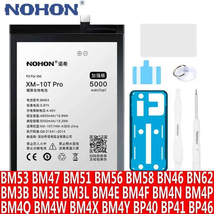 NOHON BM53 BM3L BM4E BM47 Battery For Xiaomi Mi 10T Pro Lite 9T 11T 8 9 10 10S 11 12 12X Max3 Mix 4 2 2S POCO F1 F2 Pro F3 M3 A3