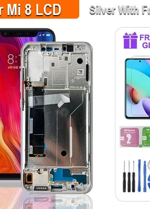 6.21 ''Super AMOLED LCD Per Xiaomi Mi 8 LCD M1803E1A Display Touch Screen Digitizer Assembly Parti di Ricambio Per Mi 8 Schermo