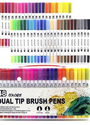 Set Pennarelli Manga Dual Tip 12/24/36/120 Colori Acquerello Fineliner per Calligrafia e Arte