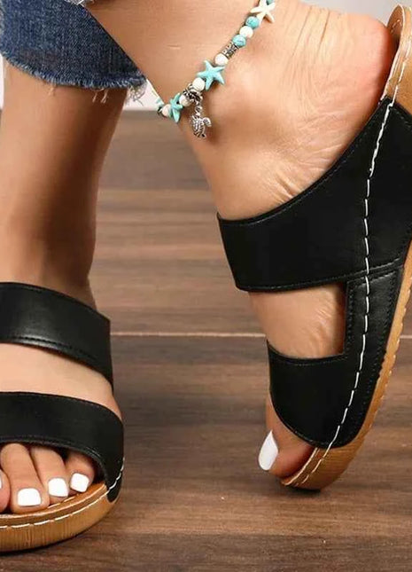 Sandali da donna Sandali estivi casual con tacco Scarpe da donna Sandali con plateau basso Pantofole da esterno per interni Calzature estive con tacco