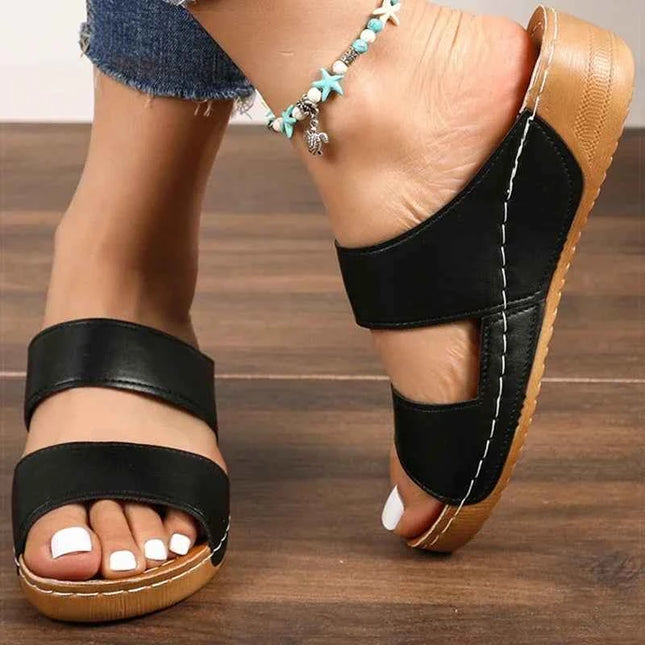 Sandali da donna Sandali estivi casual con tacco Scarpe da donna Sandali con plateau basso Pantofole da esterno per interni Calzature estive con tacco