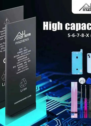 PINZHENG Real High Capacity Battery For iPhone 8 Plus SE 5S 6 6S 7 X Xr Xs Max Phone Replacement Batteries Warranty One Year