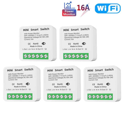 16A Tuya WiFi Smart Switch 2-way Control with Energy Monitor Switch Mini Smart Breaker Smart Life Control  Alexa Via Google Home