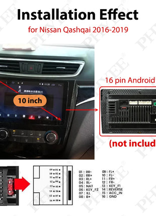 Adattatore per cablaggio radio CAN Bus con telaio da pannello per Nissan Qashqai J11 2016-2019, per multimediale Android 2 Din 10" 16 pin