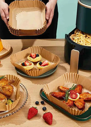 50/100PCS Large Air Fryer Disposable Paper Liner Square Non-stick Airfryer Parchment Baking Paper for Cooking Steaming Basket