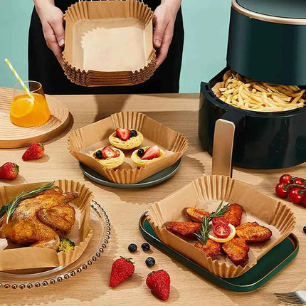 50/100PCS Large Air Fryer Disposable Paper Liner Square Non-stick Airfryer Parchment Baking Paper for Cooking Steaming Basket