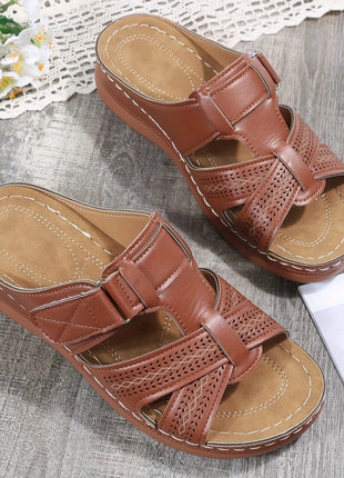 Sandali con Zeppa Donna Estate 2026 Premium Ortopedici Open Toe Vintage Antiscivolo in Pelle Casual con Plateau Stile Retrò