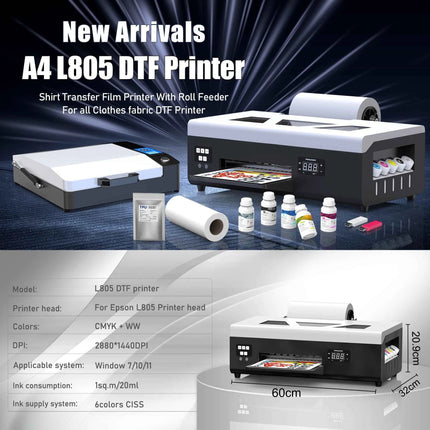 A4 DTF Printer For Epson L805 Head Direct to Film Transfer Printer Impresora A4 dtf For Fabric Hoodies t shirt Printing Machine
