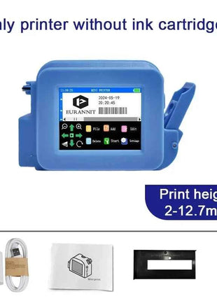 EURANNIT XMINI 12.7mm Portable Mini Inkjet Printer with Fast Dry Ink for Logo Expire Date QR Barcode Batch Number Label Printer