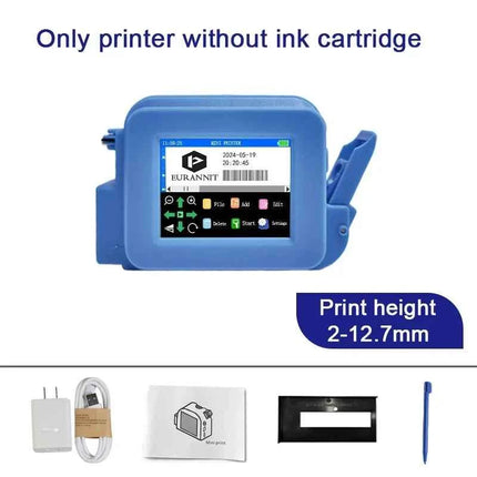 EURANNIT XMINI 12.7mm Portable Mini Inkjet Printer with Fast Dry Ink for Logo Expire Date QR Barcode Batch Number Label Printer
