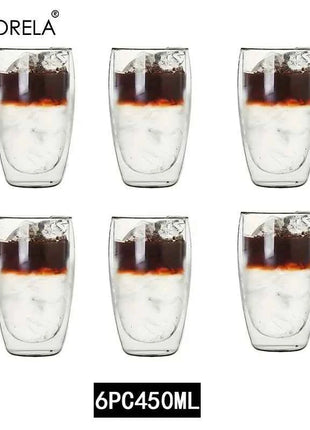 Set Tazze in Vetro a Doppia Parete Borosilicato Termoresistente per Tè Caffè Succo e Acqua