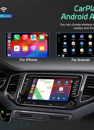 Podofo 6 + 128G 7 ''Car Stereo For VW/PASSAT/CADDY/POLO/BEETLE Multimedia Player Carplay Android Auto Type-C WIFI GPS Car Audio