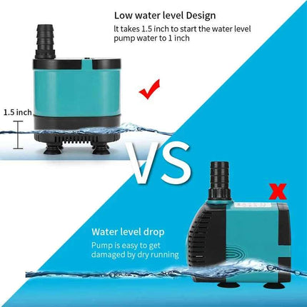 20/35/50/60W Bottom Suction Submersible Pump Fish Tank Water Circulation Pump Small Silent Filter Suction Manure Change Pump