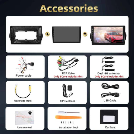 Podofo 2Din 8 + 128G Car Radio For Citroen Nemo/Peugeot Bipper/Fiat Fiorino Qubo 2008-2017 Android Auto Carplay GPS RDS Car Stereo