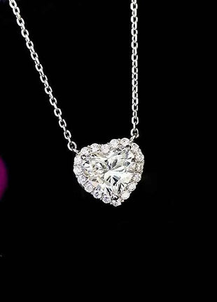 Collana con Ciondolo a Cuore Huitan per Donna, Accessorio Romantico per Matrimoni e Feste, Stile Semplice con Zirconi Brillanti, Gioiello Elegante da Donna