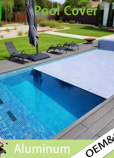 Copertura Automatica per Piscina Completamente Chiusa, Impermeabile, Retrattile, Isolata, con Lamelle, Protezione per Piscina Esterna