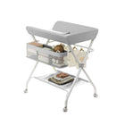 Baby Changing Table With Wheels, Portable Adjustable Height Folding Diaper Station With Nursery Organizer & Storage Rack