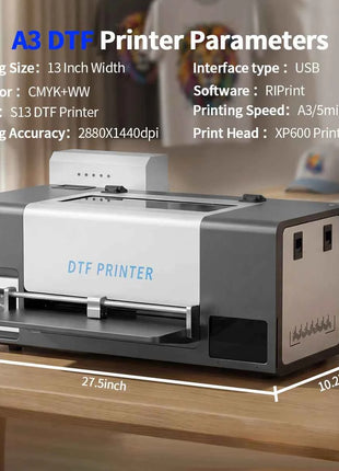 A3 DTF Printer 6 Color For Epson XP600  Auto Ink Circulation Direct to Film Heat Transfer Printing Machine for Clothing Jeans