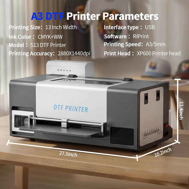 A3 DTF Printer 6 Color For Epson XP600  Auto Ink Circulation Direct to Film Heat Transfer Printing Machine for Clothing Jeans