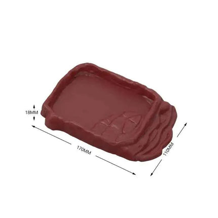 〔CC55〕Reptiles Water Dish With Anti-Slip Imitation Rock Ladders Food Water Bowl For Turtle Lizards Gecko Small Pet Supplies