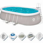 Piscina Fuoriterra Ovale Avenli con Struttura in Acciaio Cm 540x304x106 Grigia con Pompa Filtro, Scala e Teli Inclusi