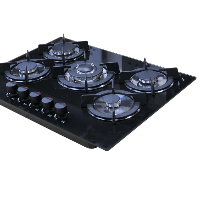 Gas Stove Cooker 5-Burner Class B Electric Stove Tempered Glass Battery Built-In Cooktop for Kitchen Table Top Hotels Households