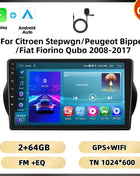 Podofo 2Din 8 + 128G Car Radio For Citroen Nemo/Peugeot Bipper/Fiat Fiorino Qubo 2008-2017 Android Auto Carplay GPS RDS Car Stereo
