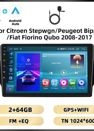 Podofo 2Din 8 + 128G Car Radio For Citroen Nemo/Peugeot Bipper/Fiat Fiorino Qubo 2008-2017 Android Auto Carplay GPS RDS Car Stereo