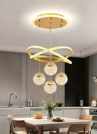 Lampada a sospensione a sfera in cristallo imitazione acrilico di lusso Nordic Lustre Home Deco Sala da pranzo Lampadario a soffitto Apparecchio per isola della cucina