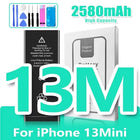0 Cycle High Capacity Battery For iPhone 11 11Pro 12Pro 12 13 14 13Pro 14Pro Max Mini Phone Bateria + Free Tool Kit
