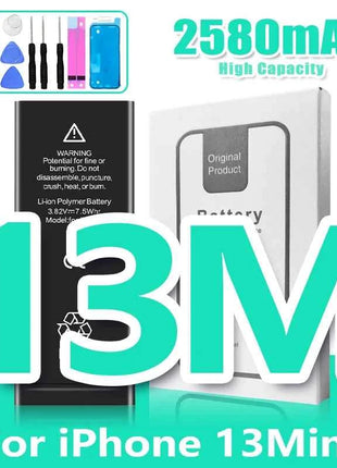 0 Cycle High Capacity Battery For iPhone 11 11Pro 12Pro 12 13 14 13Pro 14Pro Max Mini Phone Bateria + Free Tool Kit