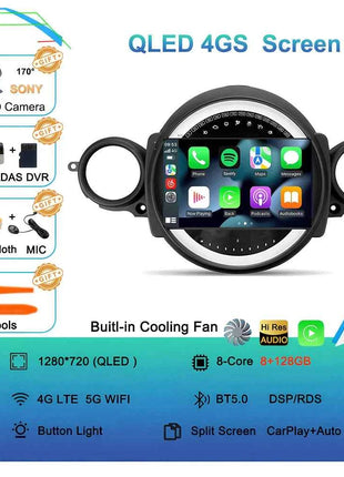 Android16 Radio Qled For BMW MINI Cooper R56 R60 2007 - 2014 Car intelligent systems Navigation GPS Carplay Android auto WIFI+5G