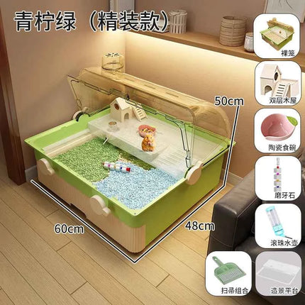 Hamster cage special oversized luxury villa golden bear wintering double-layer transparent basic cage flower branch mouse feedin