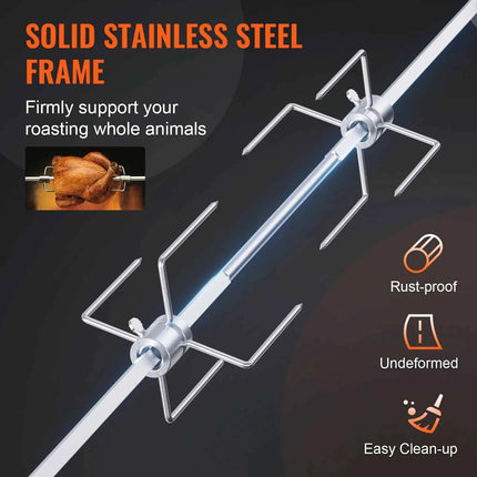 SucceBuy Universal Grill Rotisserie Kit for Grills, Electric BBQ Grill with 9W Motor Stainless Steel Automatic Grilling Kit